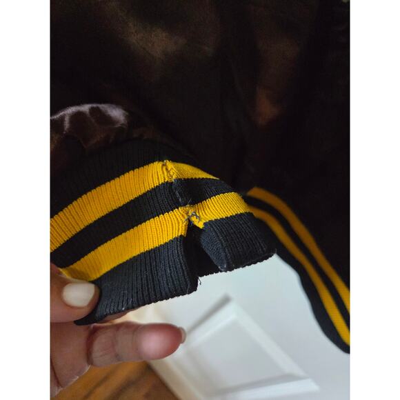 US Army Bravo Bulldogs Embroidered Satin Bomber Jacket Large Brown Street - Picture 10 of 16